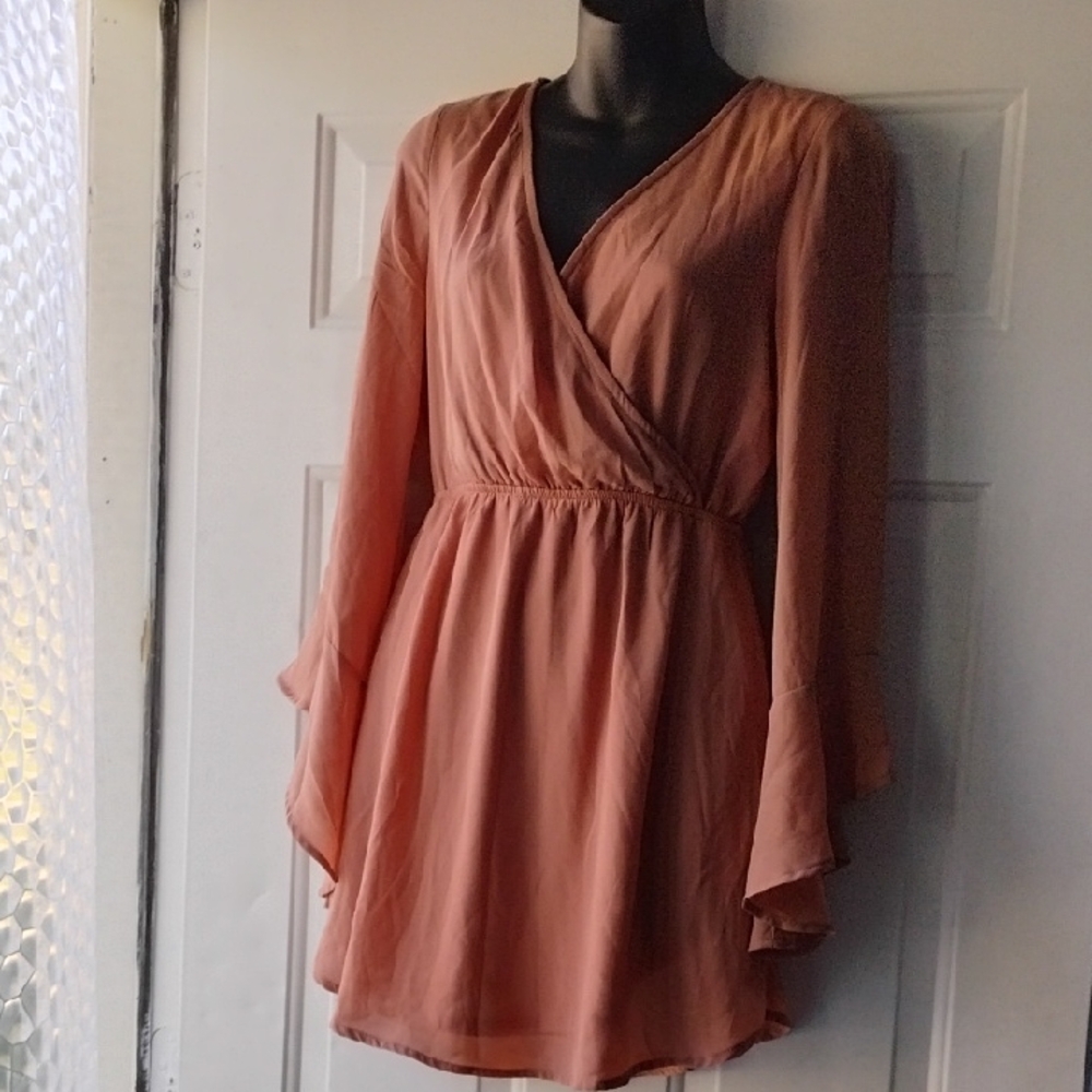 🚨B2G1 New FREEBIRD Blush Long Bell Sleeve Mini Dress